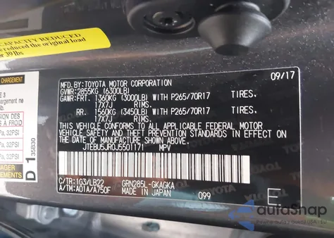 2018 Toyota 4Runner Sr5 Premium from USA, damaged, VIN JTEBU5JR0J5501171